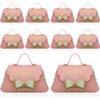 10 pack Pink Leather Bowknot Gift Boxes, Reusable Birthday Party Favor bag Candy Gift Boxs with Gold Bow For Wedding Baby Showers Christmas Party Decoration5 inches x3.5 inches (Pink) view 1