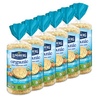 Lundberg - Organic Salted Caramel Brown Rice Cakes, Healthy Snack for the Whole Family, Kosher, USDA-Organic, Gluten-Free, Vegan (11 oz, 6-Pack)