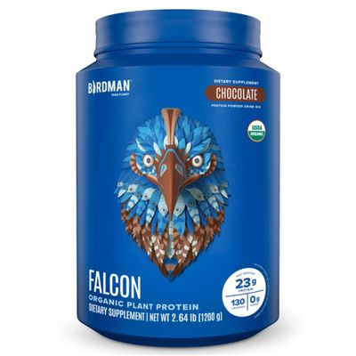 BIRDMAN Falcon Vegan Protein Powder Organic, Stevia & Sugar Free, Plant Based Protein, Low Carb, Dairy Free, Keto, Non Whey Protein, Probiotic, Pea Protein | Chocolate Flavor - 37 Servings - 2.64lb