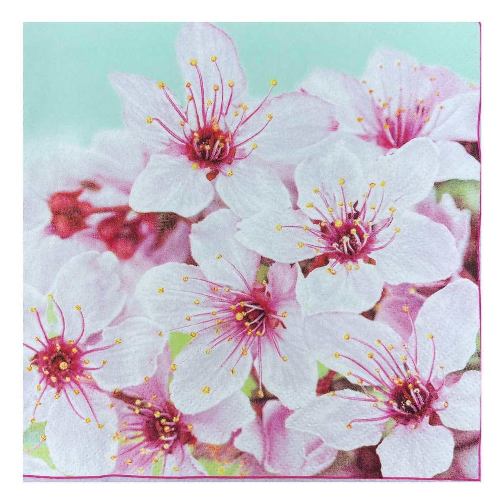 Keep Unique 20-ct 13x13 Cherry Paper Luncheon Decoupage Napkins, 3-Ply Servilletas Printed Cherry Blossom Napkin for Christmas Art, Dinner and Party, Disposable Napkins Decor (Cherry Blossom)