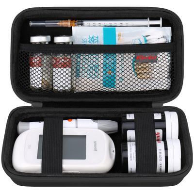 Elonbo Diabetic Supplies Travel Case, Diabetic Supply Organizer Bag, Glucose Meter Storage Case, Insulin Pen Carrying Case for Glucose Monitor, Blood Sugar Test Strips, Lancets, Syringe, Black