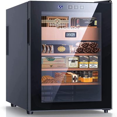 NEEDONE Cigar Humidors 48L with Cooling and Heating Function, Electronic Humidor Cabinet for 350 Cigars, Spanish Cedar Wood Drawer Shelves with Digital Hygrometer, Gift for Men 1.7 Cu Ft