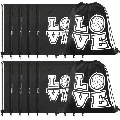 12 Pcs 17 Inch Volleyball Style Drawstring Bag Sports Ball Backpack Drawstring Sack Cinch Bags for Team Gift Party Favors