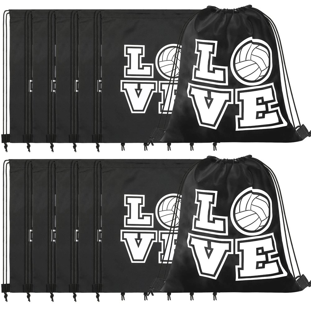 12 Pcs 17 Inch Volleyball Style Drawstring Bag Sports Ball Backpack Drawstring Sack Cinch Bags for Team Gift Party Favors