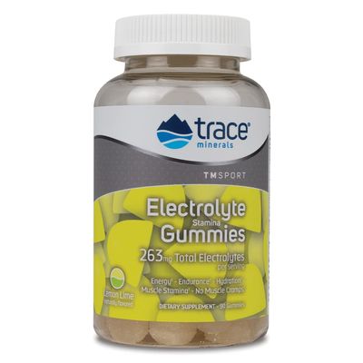 Trace Minerals Electrolyte Stamina Gummies - Convenient Electrolyte Supplement That Supports Hydration - Supports Optimal Energy - Muscle Stamina - Vegan - Lemon Lime - 90 Count (30 Servings)