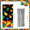 Chrisfall 100 Pcs Building Block Cellophane Treat Bags, Birthday Party Supplies Candy Goodie Bags with 100 Silver Twist Ties for Summer Themed Party Favors(Black Background) view 2