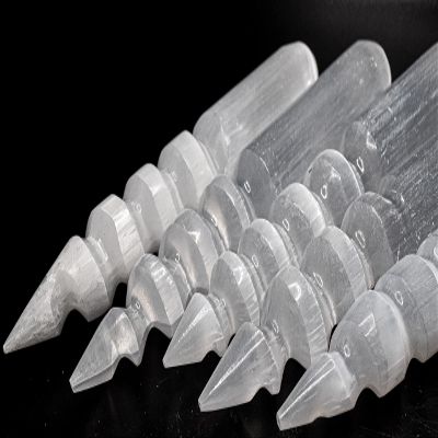 6.3" Spiral Selenite Massage Wand Polished Natural Satin Spar Crystal Point One Side Terminated Mineral Unicorn Horn Gemstone Stick - Morocco (1PC)