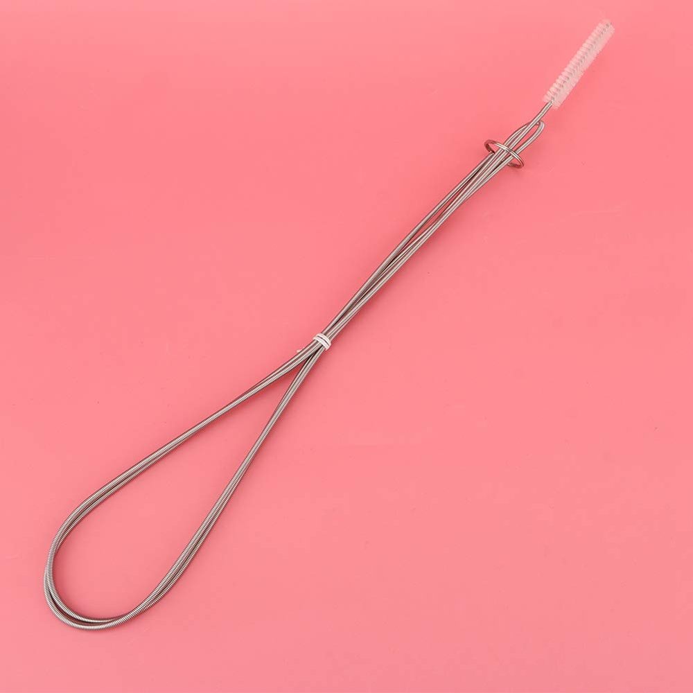 Pilipane Silicone Tube Cleaner Spiral Brush 150cm, Silver, Nylon Bristles, Stainless Steel Handle, 8-10mm Silicone Tube