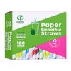 Comfy Package [100 Pack] 10 mm Jumbo Striped Paper Smoothie Straws, 100% Biodegradable Paper Boba Straws, Disposable Milkshake Straws - Assorted Colors view 1