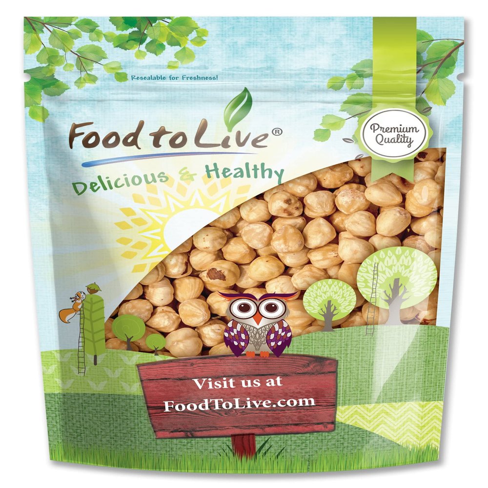 Food to Live - Dry Roasted Blanched Hazelnuts, 4 Pounds Unsalted, Oven Roasted Whole Filberts, No Oil Added, No Skin, Vegan, Kosher, Bulk. Great for Homemade Desserts