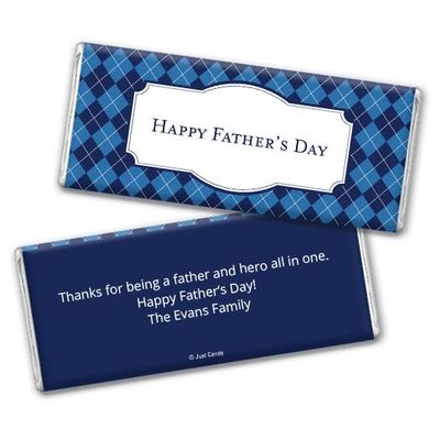 25ct DIY Father's Day Favors Personalized Wrappers for Chocolate Bars (25 Count) - Argyle Pattern