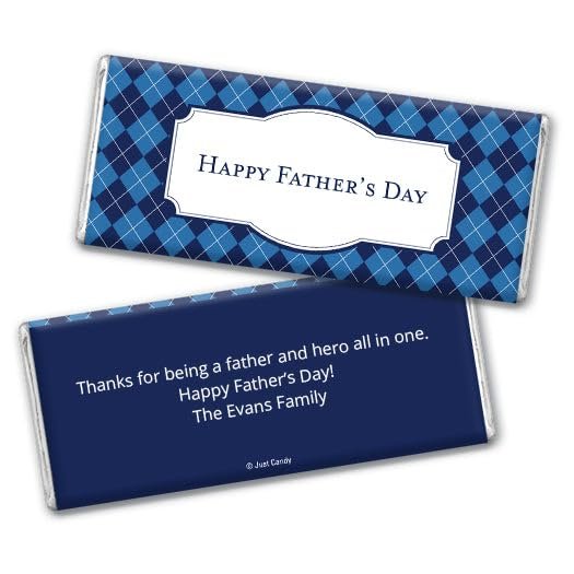 25ct DIY Father's Day Favors Personalized Wrappers for Chocolate Bars (25 Count) - Argyle Pattern