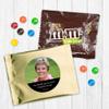 12ct Personalized Retirement Party Favors for Guests M&M's Candy Fun Size Bags (12 Pack) - Gold Foil - (3 x 4in) Milk Chocolate, Add Your Photo view 1