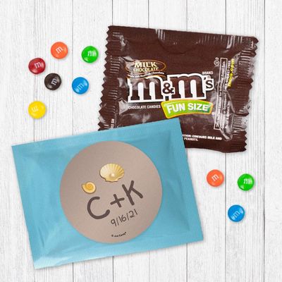 12ct Personalized Beach Wedding Candy Favors Candy Fun Size Candy Favors for Guests (12 Pack) - Light Blue Foil - (3 x 4in) Milk Chocolate, Destination Wedding