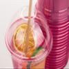 Golden Apple, 12oz 50sets Pink Red Plastic cups with Clear Dome lids with hole (50cups+50lids) BPA Free view 3