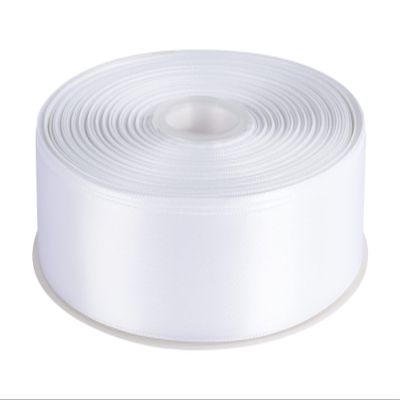 1-1/2" Inch Double Faced Satin Ribbon Solid Polyester Ribbon for Gift Wrapping, Crafts, Hair Bows, Wedding Party Decaration, Baby Shower Decoration Floral Arrangement (100 Yards, White)
