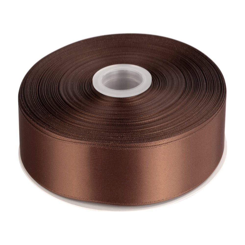 1" Inch Double Faced Satin Ribbon Solid Polyester Ribbon for Gift Wrapping, Crafts, Hair Bows, Wedding Party Decaration, Baby Shower Decoration Floral Arrangement (100 Yards, Brown)