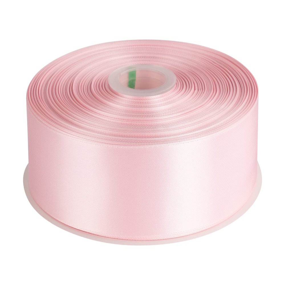 1-1/2" Inch Double Faced Satin Ribbon Solid Polyester Ribbon for Gift Wrapping, Crafts, Hair Bows, Wedding Party Decaration, Baby Shower Decoration Floral Arrangement (100 Yards, Lt. Pink)