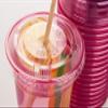 Golden Apple, 12oz 50sets Pink Red Plastic cups with Clear Flat lids X hole (50cups+50lids) BPA Free view 4