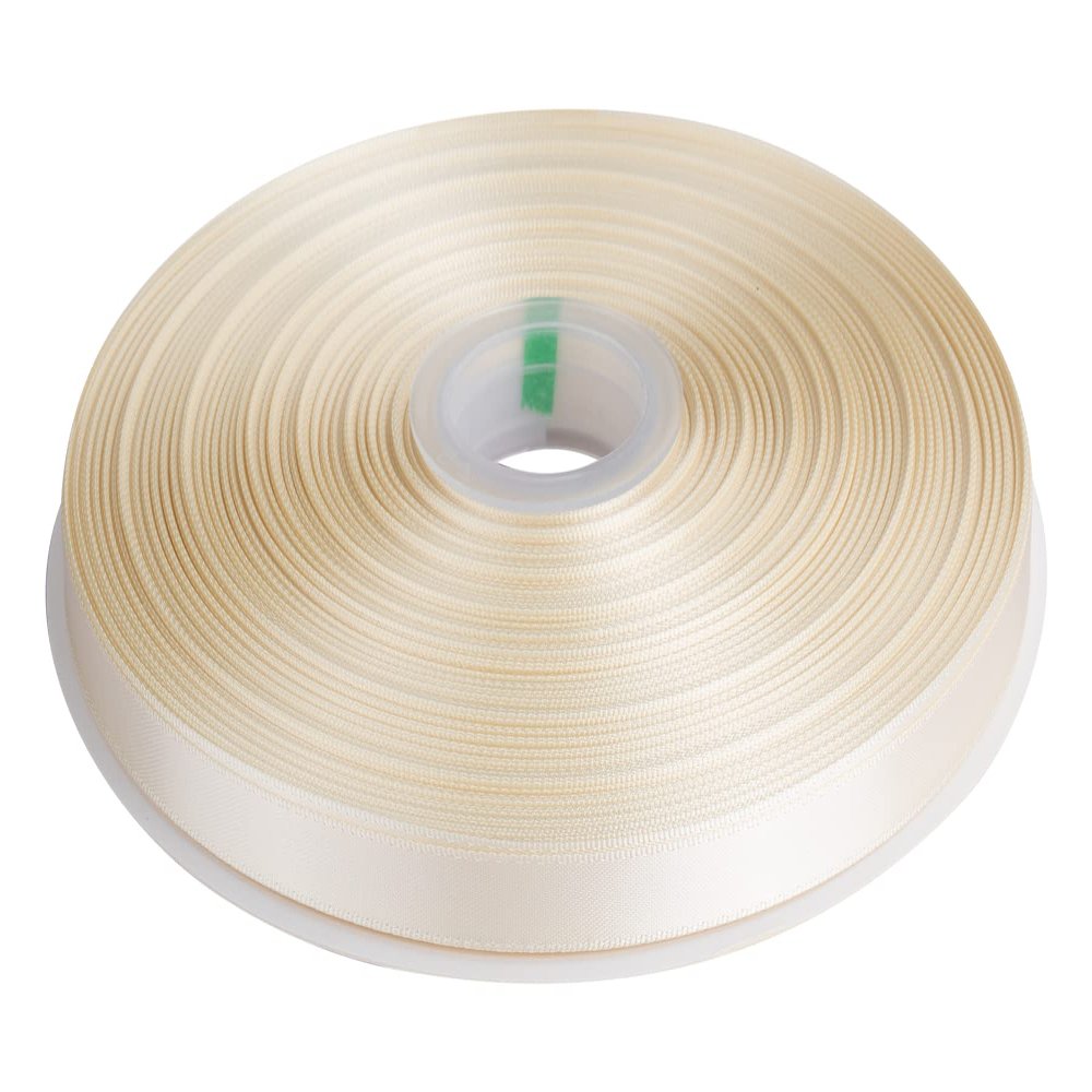 3/8" Inch Double Faced Satin Ribbon Solid Polyester Ribbon for Gift Wrapping, Crafts, Hair Bows, Wedding Party Decaration, Baby Shower Decoration Floral Arrangement (100 Yards, Ivory)