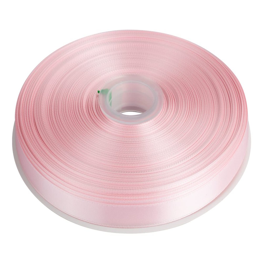 3/8" Inch Double Faced Satin Ribbon Solid Polyester Ribbon for Gift Wrapping, Crafts, Hair Bows, Wedding Party Decaration, Baby Shower Decoration Floral Arrangement (100 Yards, Lt. Pink)