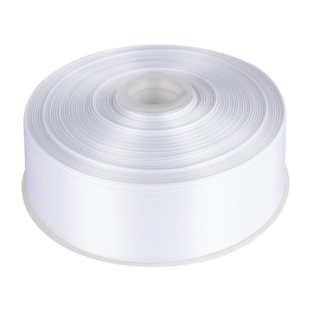 1" Inch Double Faced Satin Ribbon Solid Polyester Ribbon for Gift Wrapping, Crafts, Hair Bows, Wedding Party Decaration, Baby Shower Decoration Floral Arrangement (100 Yards, White)