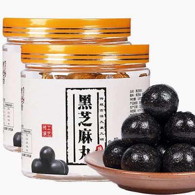 Hee Creek Black Sesame Balls 12.7 oz (40 Balls) Supports Hair Health & Natural Shine Handmade Black Sesame Snacks with Black Sesame Seeds Black Rice Black Bean, No Additives  