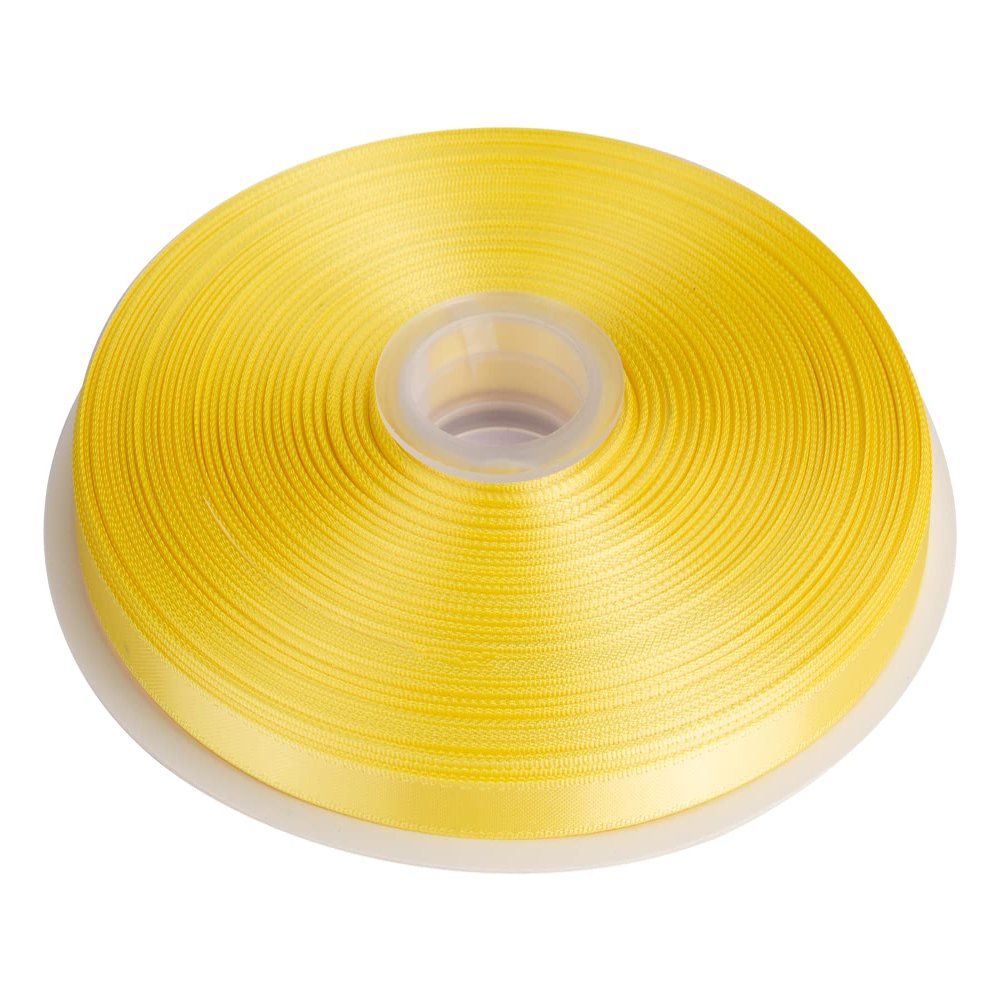 1/4" Inch Double Faced Satin Ribbon Solid Polyester Ribbon for Gift Wrapping, Crafts, Hair Bows, Wedding Party Decaration, Baby Shower Decoration Floral Arrangement (100 Yards, Lemon)