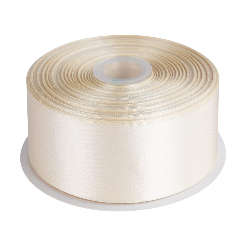 1-1/2" Inch Double Faced Satin Ribbon Solid Polyester Ribbon for Gift Wrapping, Crafts, Hair Bows, Wedding Party Decaration, Baby Shower Decoration Floral Arrangement (100 Yards, Ivory)