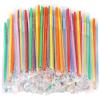 500 Pcs Flexible Disposable Plastic Drinking Straws, Individual Package 10.2 Inches Colorful Extra Long Bendy Party Fancy Straws view 1