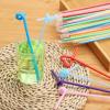 500 Pcs Flexible Disposable Plastic Drinking Straws, Individual Package 10.2 Inches Colorful Extra Long Bendy Party Fancy Straws view 2