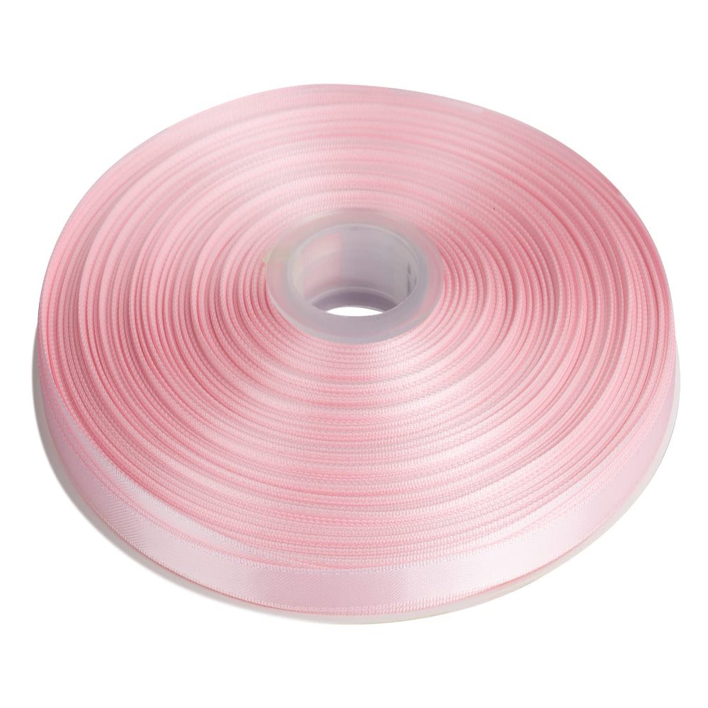 1/4" Inch Double Faced Satin Ribbon Solid Polyester Ribbon for Gift Wrapping, Crafts, Hair Bows, Wedding Party Decaration, Baby Shower Decoration Floral Arrangement (100 Yards, Lt. Pink)