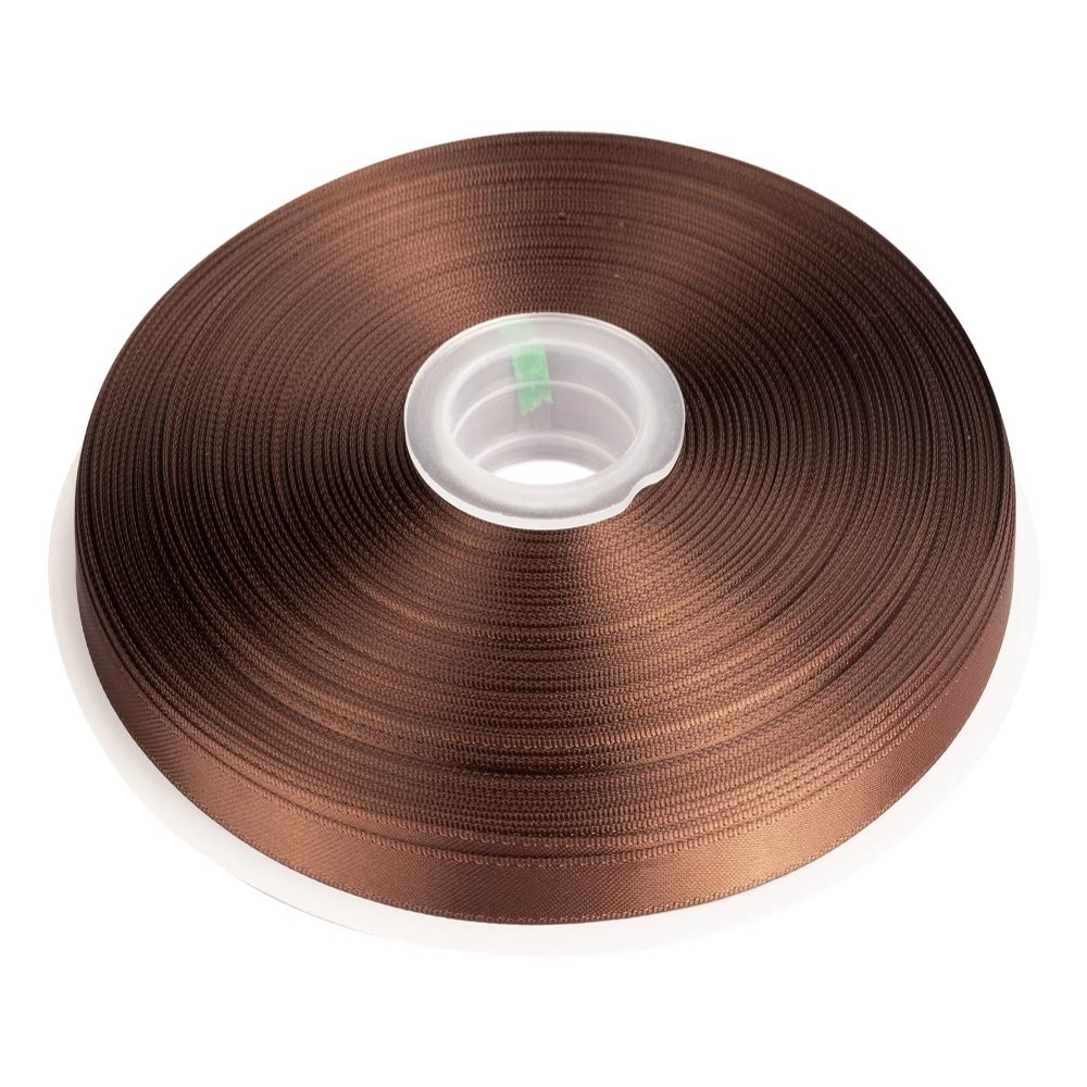 1/4" Inch Double Faced Satin Ribbon Solid Polyester Ribbon for Gift Wrapping, Crafts, Hair Bows, Wedding Party Decaration, Baby Shower Decoration Floral Arrangement (100 Yards, Brown)