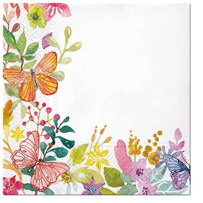 Keep Unique 20-ct 13x13 Flowers Paper Luncheon Decoupage Napkins, 3-Ply Servilletas Printed Meadow Flowers Napkin for Art, Dinner and Party, Disposable Napkins Decor (Meadow Flowers)