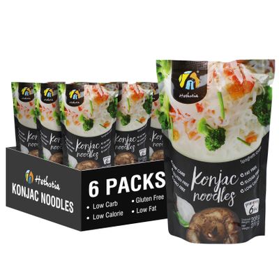 Hethstia Konjac Noodle, Keto Shirataki Spaghetti for Healthy Diet, Low-Calorie, Low-Carb, Pre-Cooked and Ready to Eat, Gluten-Free, Vegan, Sugar-Free, Paleo-Friendly (57.14 oz, 6 Packs)