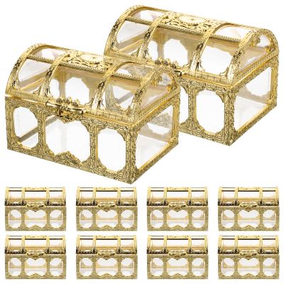 GALPADA 10pcs Golden Treasure Chest Candy Boxes, Plastic Wedding Favor Containers, Party Supplies for Storage, 2.95x2.04x1.96 Inch