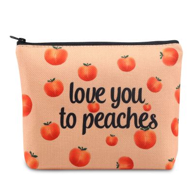 VAMSII Peach Makeup Bag Love You To Peaches Funny Peach Gift Bags Themed Gifts Fruit Pun Gifts Lover (love you to peaches)