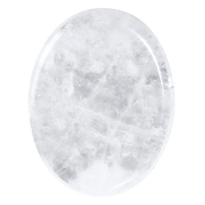 Amogeeli 2pcs Oval Thumb Worry Crystal for Stress and Anxiety, Polished Palm Pocket Stone for Meditation, Rock Crystal, 1.77 Inches