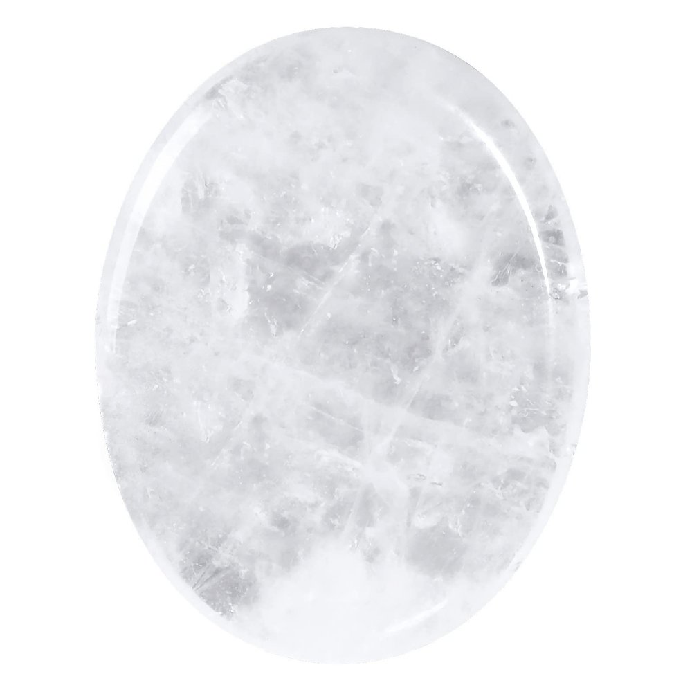 Amogeeli 2pcs Oval Thumb Worry Crystal for Stress and Anxiety, Polished Palm Pocket Stone for Meditation, Rock Crystal, 1.77 Inches