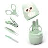 Baby Nail Clippers Set- 4 in 1 Baby Manicure Kit, Pedicure Kit for Newborn, Infant, Toddler, Kids Nail Clippers, Nail File, Scissor and Tweezers, Nail Care Grooming Tools, with Cute Owl Case (Green) view 1