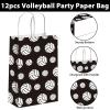 chiazllta 12 Pcs Volleyball Gift Bags for Team Volleyball Party Favor Snack Goody Treat Bag with Handle Volleyball Paper Bag Kraft Candy Bags for Sport Theme Birthday Party Decor Black & White view 4
