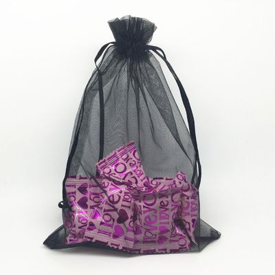 ANSLEY SHOP 100pcs 6x9 Inches Sheer Drawstrings Organza Gift Candy Bags Wedding Christmas Favors Bags (Black)