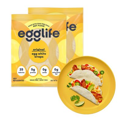 egglife egg white wraps, original, Egg White Wraps, 12 Total Wraps (2-6 Packs) - Gluten Free, Dairy Free, No Flour, Sugar Free, Keto Friendly, Paleo, Low Net Carb, Protein Packed