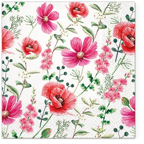 Keep Unique 20-ct 13x13 Flowers Paper Luncheon Decoupage Napkins, 3-Ply Servilletas Printed Poppy Flower Napkin for Christmas Art, Dinner and Party, Disposable Napkins Decor (Poppy Flower)