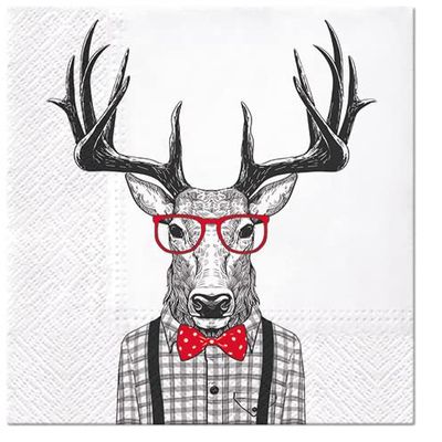 Keep Unique 20-ct 13x13 Animal Paper Peacock Luncheon Decoupage Napkins, 3-Ply Servilletas Printed Deer Napkin for Art, Dinner and Party, Disposable Napkins Decor (MR DEER)