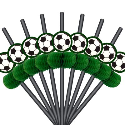 24PCS 3D Soccer Drinking Straws, Sports Party Decorations for Your Game Day,World Cup Night Supplies