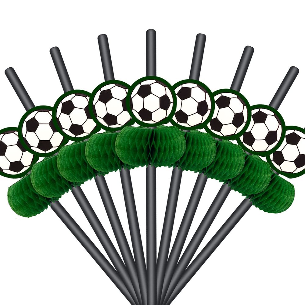 24PCS 3D Soccer Drinking Straws, Sports Party Decorations for Your Game Day,World Cup Night Supplies
