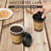 LITOPAK 100 Pack 12 oz Paper Coffee Cups with Lids, Sleeves, and Stirring Sticks for Coffee, Water, or Juice, Browm 10 Ounce Disposable Hot Paper Cups for Cafes, schools, offices, shops view 4