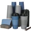 LITOPAK 100 Pack 20 oz Disposable Paper Coffee Cups with Lids, Sleeves and Stirring Sticks for Hot Coffee, Water or Juice, Blue and Gray Hot Paper Cups for Cafes, schools, offices, shops view 1