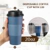 LITOPAK 100 Pack 20 oz Disposable Paper Coffee Cups with Lids, Sleeves and Stirring Sticks for Hot Coffee, Water or Juice, Blue and Gray Hot Paper Cups for Cafes, schools, offices, shops view 2